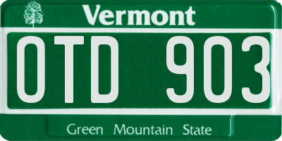 VT license plate OTD903