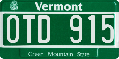 VT license plate OTD915