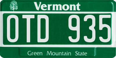 VT license plate OTD935