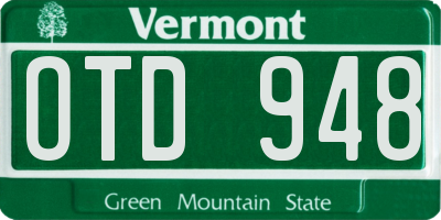 VT license plate OTD948
