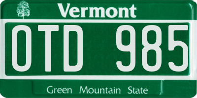 VT license plate OTD985