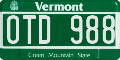 VT license plate OTD988