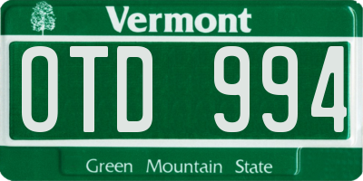 VT license plate OTD994