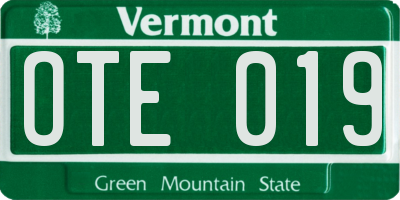 VT license plate OTE019