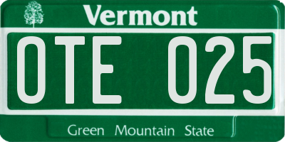VT license plate OTE025