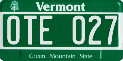 VT license plate OTE027