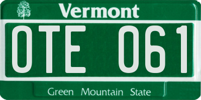 VT license plate OTE061