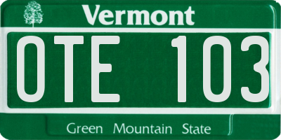 VT license plate OTE103