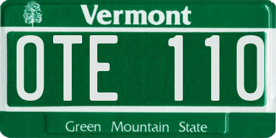 VT license plate OTE110
