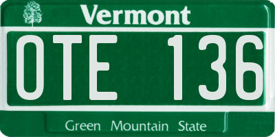 VT license plate OTE136