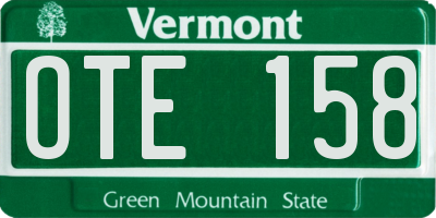VT license plate OTE158