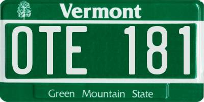 VT license plate OTE181