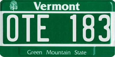VT license plate OTE183