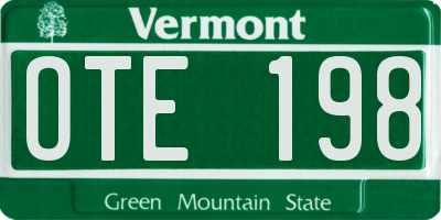 VT license plate OTE198