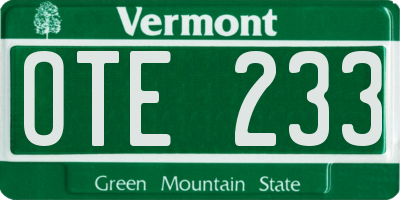 VT license plate OTE233