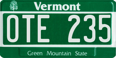 VT license plate OTE235