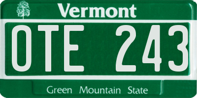 VT license plate OTE243