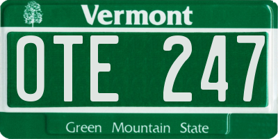 VT license plate OTE247