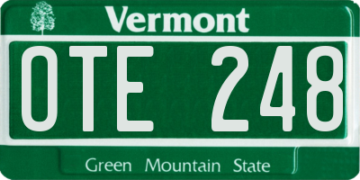 VT license plate OTE248