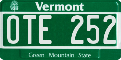 VT license plate OTE252