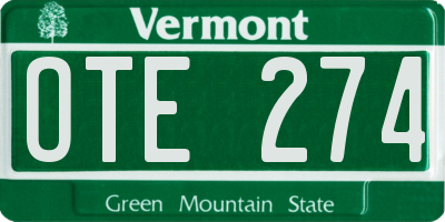 VT license plate OTE274