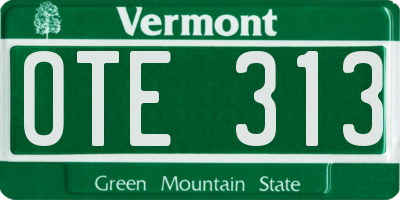 VT license plate OTE313