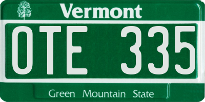 VT license plate OTE335