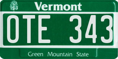 VT license plate OTE343