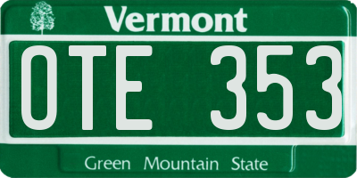 VT license plate OTE353