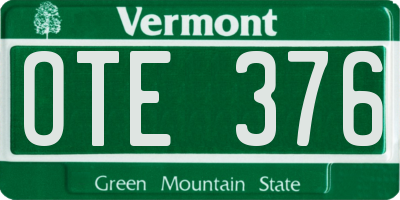 VT license plate OTE376
