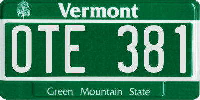 VT license plate OTE381