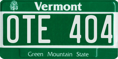 VT license plate OTE404