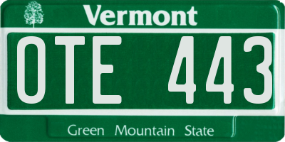 VT license plate OTE443