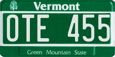 VT license plate OTE455