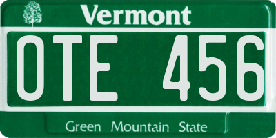 VT license plate OTE456