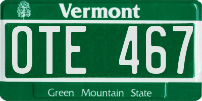 VT license plate OTE467