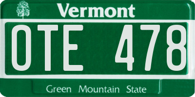 VT license plate OTE478