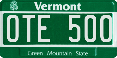 VT license plate OTE500