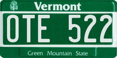 VT license plate OTE522
