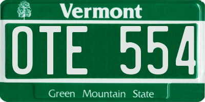VT license plate OTE554