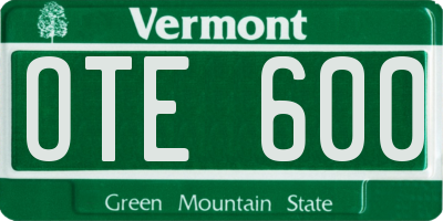 VT license plate OTE600