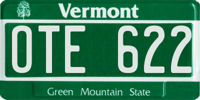 VT license plate OTE622