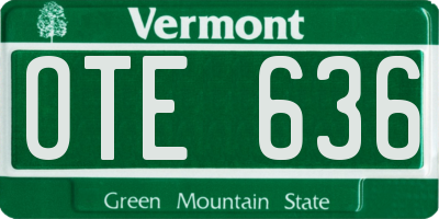 VT license plate OTE636