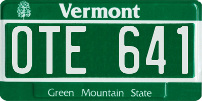 VT license plate OTE641