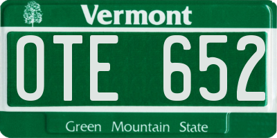 VT license plate OTE652