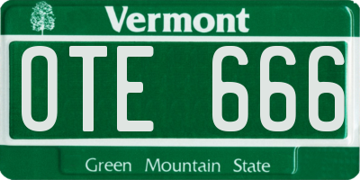 VT license plate OTE666