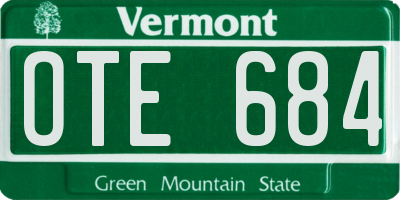 VT license plate OTE684
