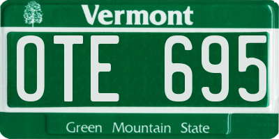 VT license plate OTE695
