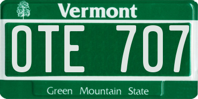 VT license plate OTE707
