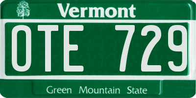 VT license plate OTE729